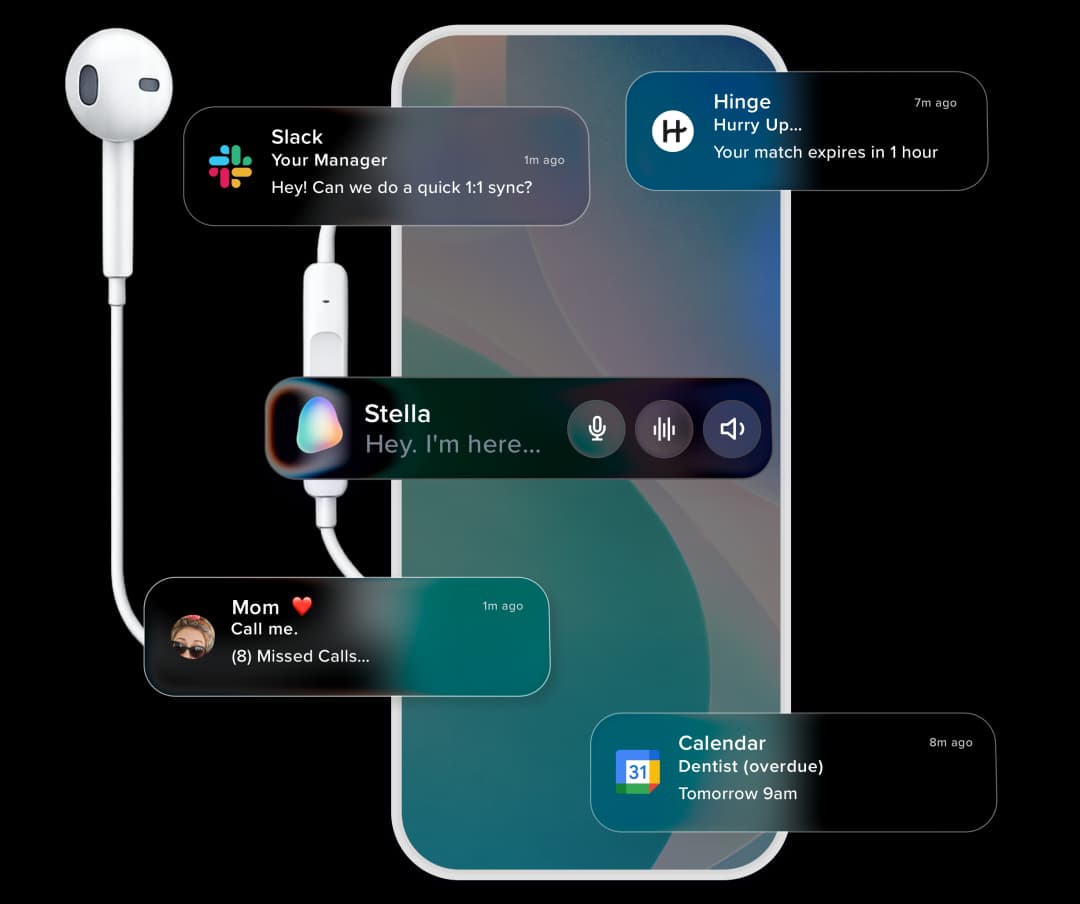 Stella 24/7 support showing conversation at 2am with immediate response from AI companion