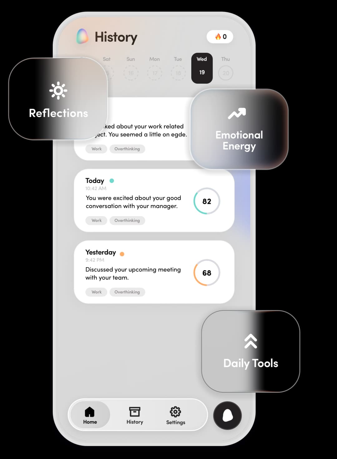 Stella memory feature showing personalized recall of user's anxiety triggers and past coping strategies